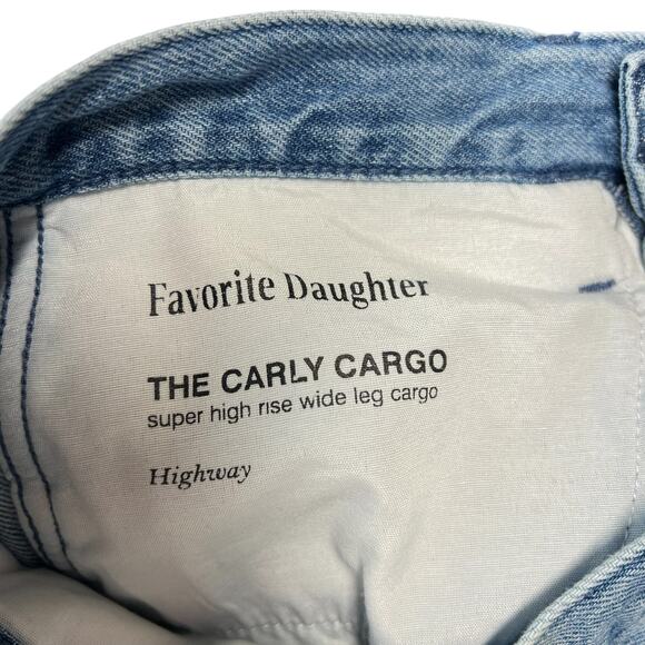 Favorite Daughter The Carly Cargo Jeans Wide Leg High Rise Denim Blue Size 28 - Picture 14 of 16